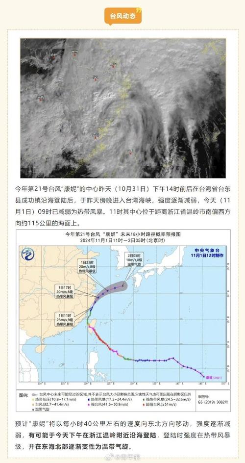 台风“康妮”将于31日白天在台湾岛登陆 之后向浙闽沿海靠近