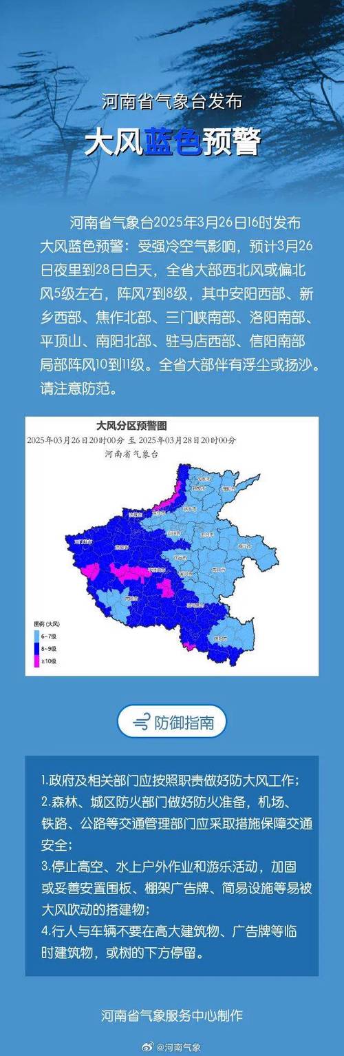 河南省新县发布大风蓝色预警