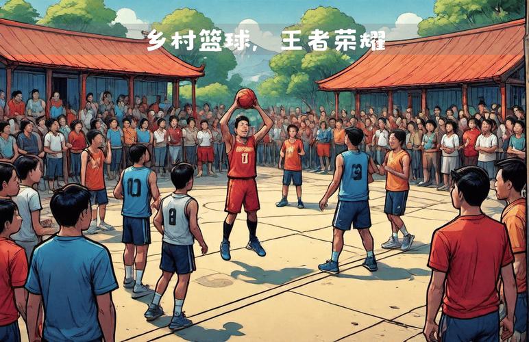 广西“村BA”燃爆乡村 中国篮球名宿王治郅与村民互动