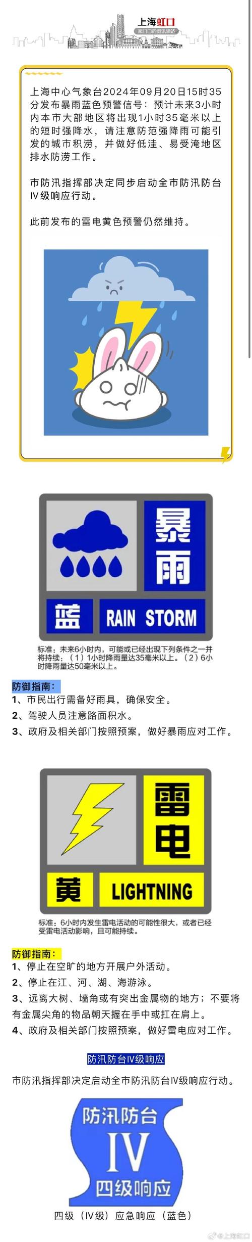 上海市宝山区发布暴雨黄色预警