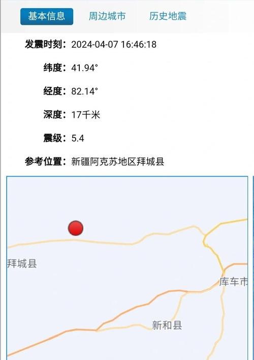 新疆阿克苏地区拜城县发生3.1级地震