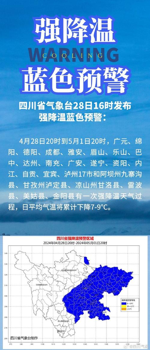四川省仪陇县发布强降温黄色预警