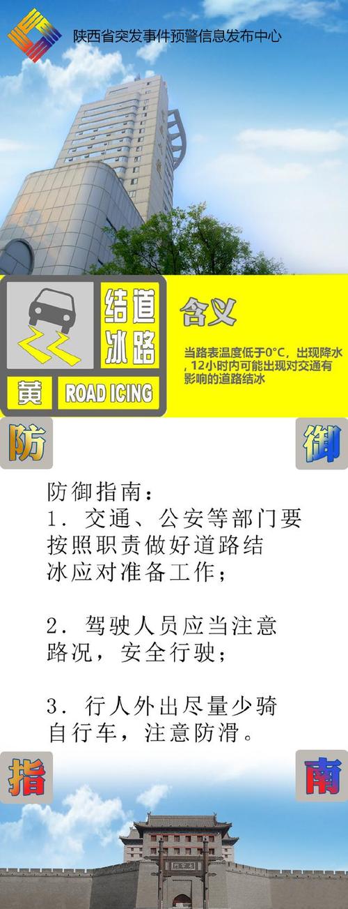 陕西省岐山县发布道路结冰黄色预警